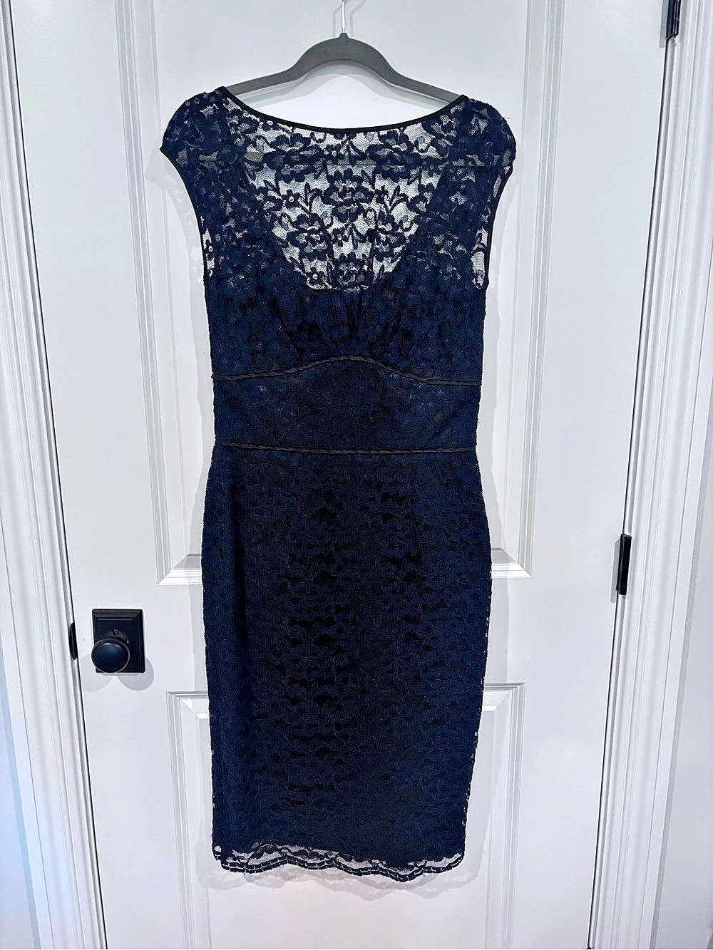 Maggie London Floral Lace Midi Dress in Blue Size 8